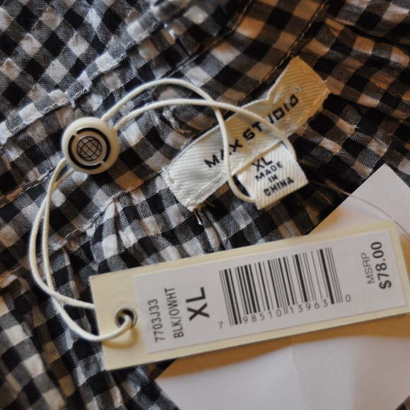 New MAX STUDIO b+w Plaid Cold-Shoulder Top NWT F5 - Picture 6 of 8